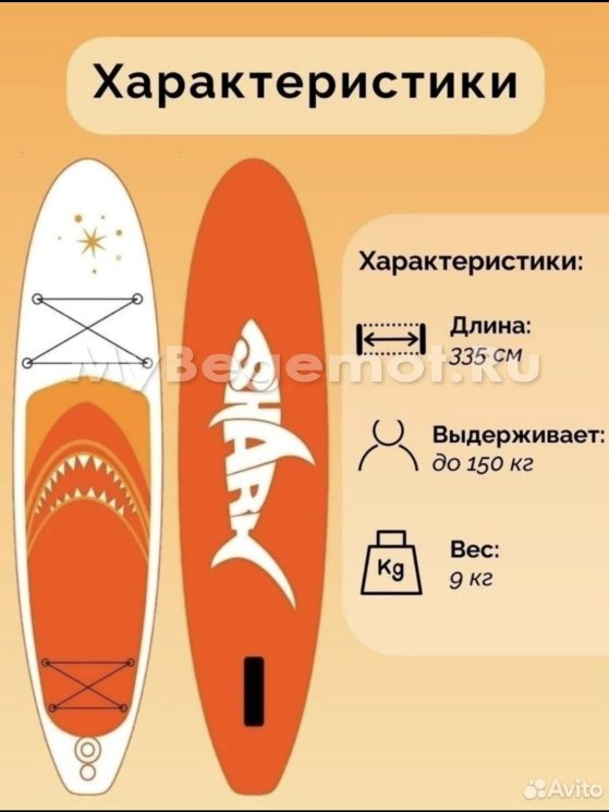 Надувная САП (SUP) доска Winnovate Shark 320х80х15 